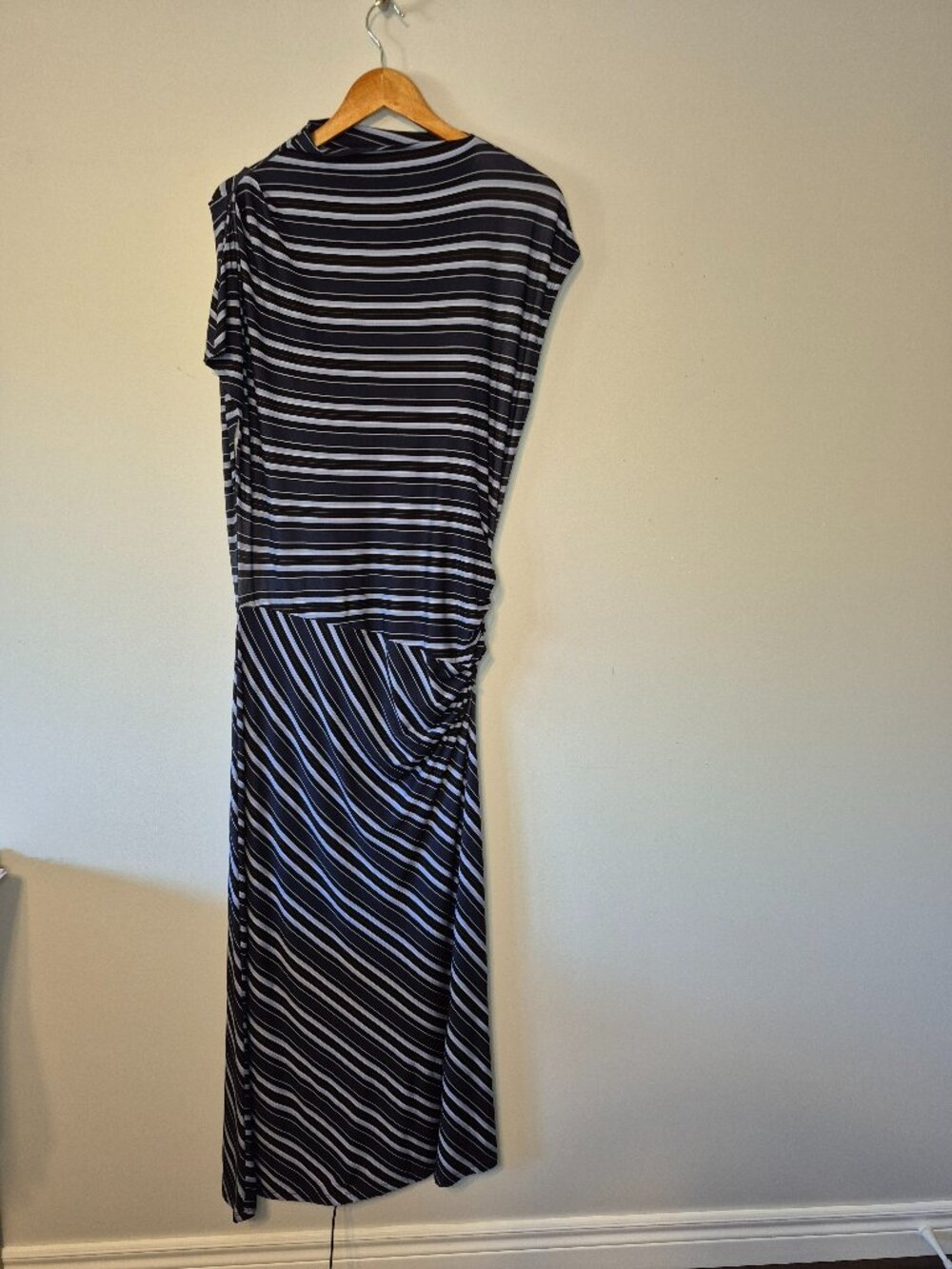 REISS Dillon Blue and Black Striped Dress Worn on TV Size Large